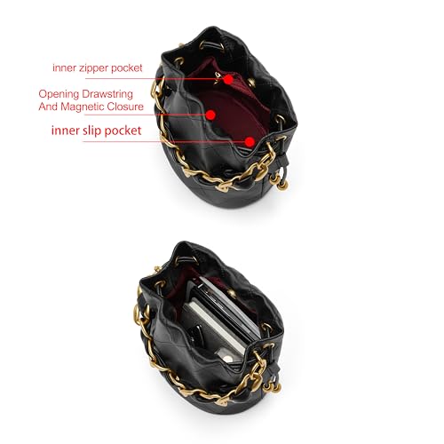 DORIS&JACKY Lambskin Drawstring Bucket Bag