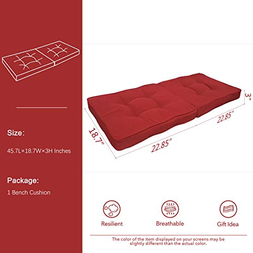Bossima Indoor Outdoor Swing Bench Loveseat Cushion Replacement Patio Seating Cushions (Olefin Bright Red) #TOP1