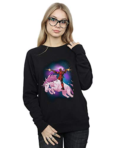 Marvel Women's Deadpool Space Unicorn Sweatshirt Black XX-Large