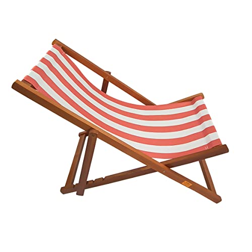 Populus Wood Sling Chair Blue Stripe Broad Blue Stripe （Color: Dark Blue） #TOP6