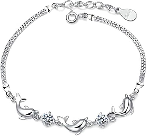Edary Delphin Zirkonia Armband Silber Kristall Freunde Armbänder Verstellbare Handkette Geschenk Trendiges Schmuckzubehör für Frauen und Mädchen Cover