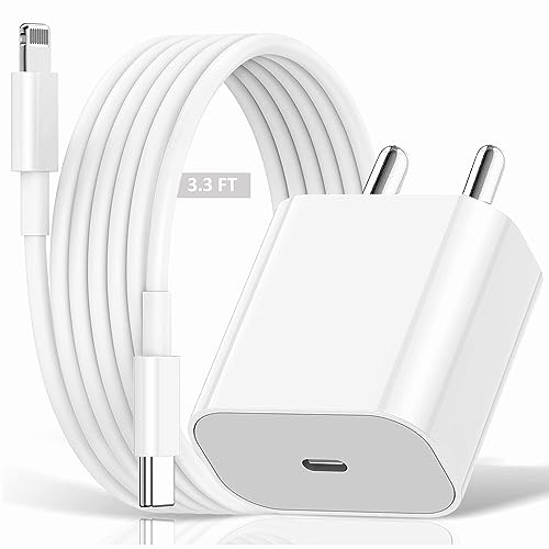 Image of ZYBUX 20W USB-C Ultra Fast Pd Power Quick Charger Adapter, with 3.3 Ft Lightning to Type-C Charging Cable Compatible with Apple iPhone 14 /14 Plus / 14 Pro Max / 13 /13 Mini / 12 /11 / Xr /X /Xs, White