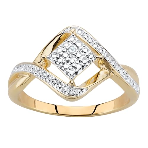 Palm Beach Jewelry PalmBeach Yellow Gold-plated Genuine Diamond Accent Cluster Bypass Ring Sizes...