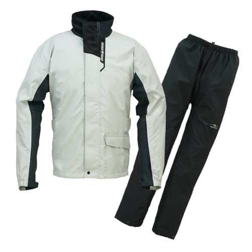 ラフ&ロード(ROUGH&ROAD) バイク用 上下セット デュアルテックス3レイヤーBIBレインスーツ プラチナシルバー M RR7812SV2