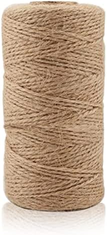 100M Natural Jute Twine, 3Ply Jute String Rope for Gift Wrapping, DIY Arts & Crafts, Gardening, Bottles, Bundling, Floral Arrangement, Baskets, Home and Wedding Decoration, 2mm Gardening Twine