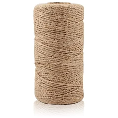 100M Natural Jute Twine, 3Ply Jute String Rope for Gift Wrapping, DIY Arts & Crafts, Gardening, Bottles, Bundling, Floral Arrangement, Baskets, Home and Wedding Decoration, 2mm Gardening Twine Cover
