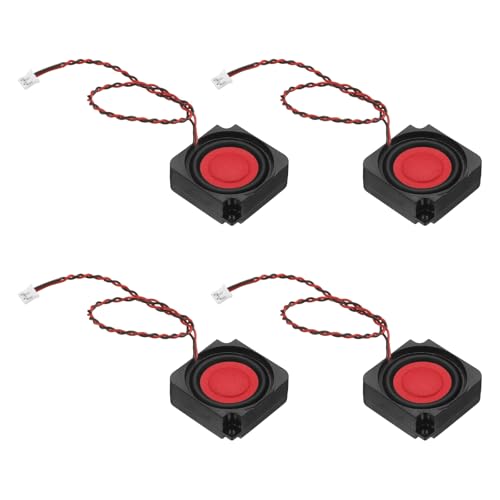 PATIKIL 2 Watt 8 Ohm Mini Speaker, 4PCS Full-Range Mobile Portable Advertising Machine Micro Loudspeaker Connector for Small Electronic Project, Black Red