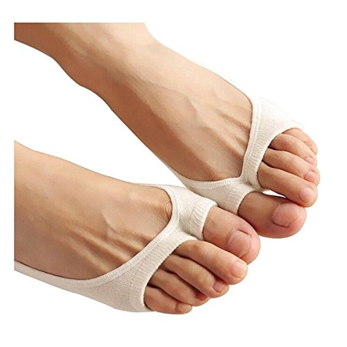 Image of seven wolves Womens Peep Toe Socks 6 Pairs, Toeless Cotton No Show Socks Non Slip Shoe Liner