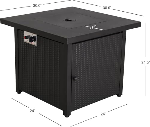 Grand patio 5-Piece Patio Furniture Sets with 30 Inch CSA Approved 50,000 BTU Square Propane Fire Pit Table Outdoor Swivel Rocking Chair 4-Piece Mixed Coffee Dining Chair Set - Image 6