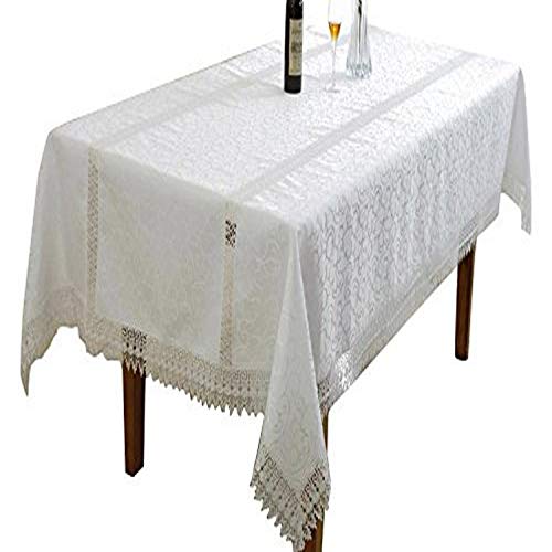 Ruby Embroidered Vintage Lace Design 70" X 120" Oblong/Rectangle Tablecloth Color White #TOP10
