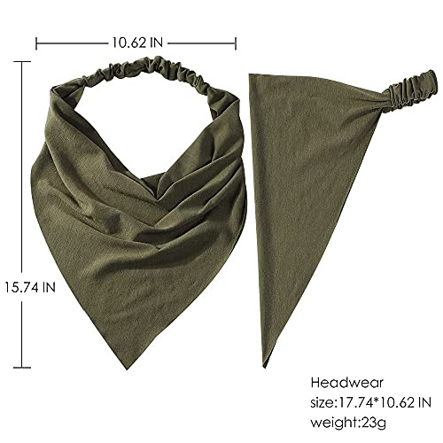 6 Pack Scarf Headband For Women - Elastic Large Boho Triangle Bandana Head Scarves With Clips Non Slip Solid Color Hair Kerchief For Teen Girls #TOP4