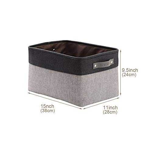 Image of DECOMOMO Foldable Storage Bin | Collapsible Sturdy Cationic Fabric Storage Basket Cube W /Handles for Organizing Shelf Nursery Home Closet (Grey and Black, Large - 15 x 11 x 9.5-4 Pack)