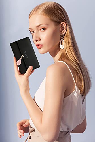 Geldbeutel Damen mittelgroß, Geldbörse Damen, Elegant Damen Portemonnaie mit viele Fächer(Schwarz) – Bild 3