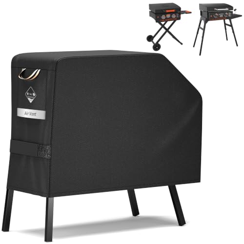 Image of PasWith Griddle Cover for Blackstone 22 inch with Hood & Stand[Upgrade 1000D Heavy Duty Fabric]Waterproof UV & Fade Resistant Griddle Cover for Blackstone 17 and 22 inch Grill with Straps & Air Vents