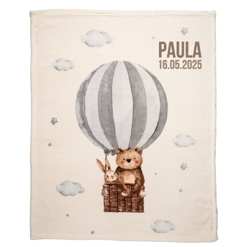 Wolimbo Babydecke - 75x100cm - Motiv Ballonfahrt -...