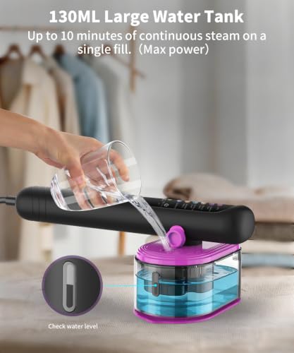 Honey Tour Travel Steamer for Clothes, 1200W Handheld Garment Steamer & Iron 2-in-1, 20s Fast Heating, 130ML Water Tank, Large Ceramic Heat Panel, Quick Wrinkle Removal for Home, Travel & Hotel Black - image 5