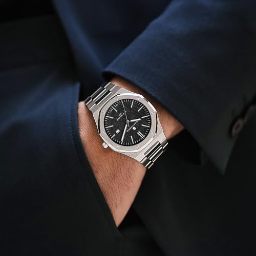 Image of Sapphero Watches for Men Waterproof Luminous Watches with Date Dial Chronograph Analog Quartz Movement Steel Stainless Business Wrist Watches Mens Gifts