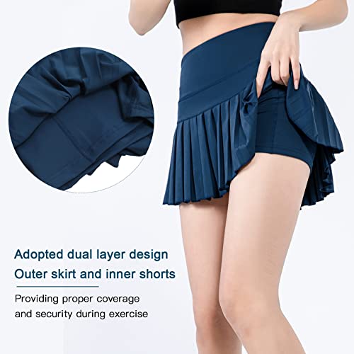 Saia curta plissada de camada dupla verde escuro shorts de treino feminino (XXL)