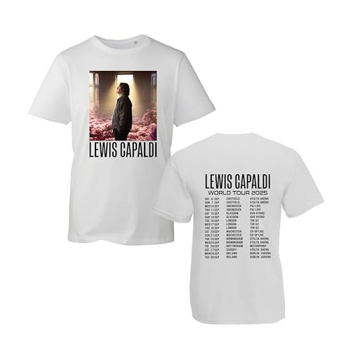 Capaldi Music Concert Tour 2025 T-Shirt – Lewis Brit Pop Singer Vintage Band Merch Gift for Music Lovers UK Event Kids Adults Unisex Tee Top (White, L)