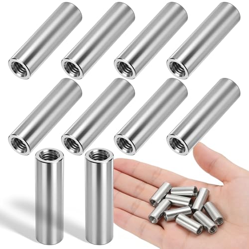 10 Tubo Roscado Acero Inoxidable 304 Manguito Roscado Interno M6×30×10 mm Cilíndrico Engrosado para Madera y Metal Fabricación para Muebles Refuerzo Mecánico DIY Tuercas Largas