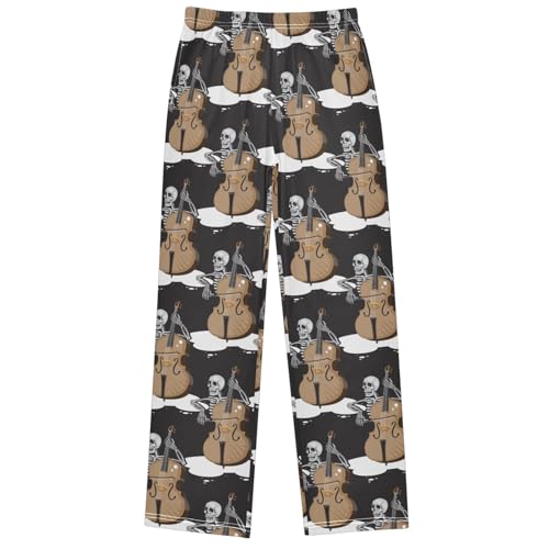 Boy's Pants Skeleton Music Jogger Pants Elastic Waist Long Bottoms Trousers with Pockets 6-14 Years