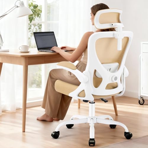 Image of AreShark Office Chair - Ergonomic Desk Chair Breathable Mesh Chair with 2D Headrest & Adjustable Lumbar Support - Executive High Back Rolling Swivel Computer Gaming Chair with Wheels Flip-up Armrests