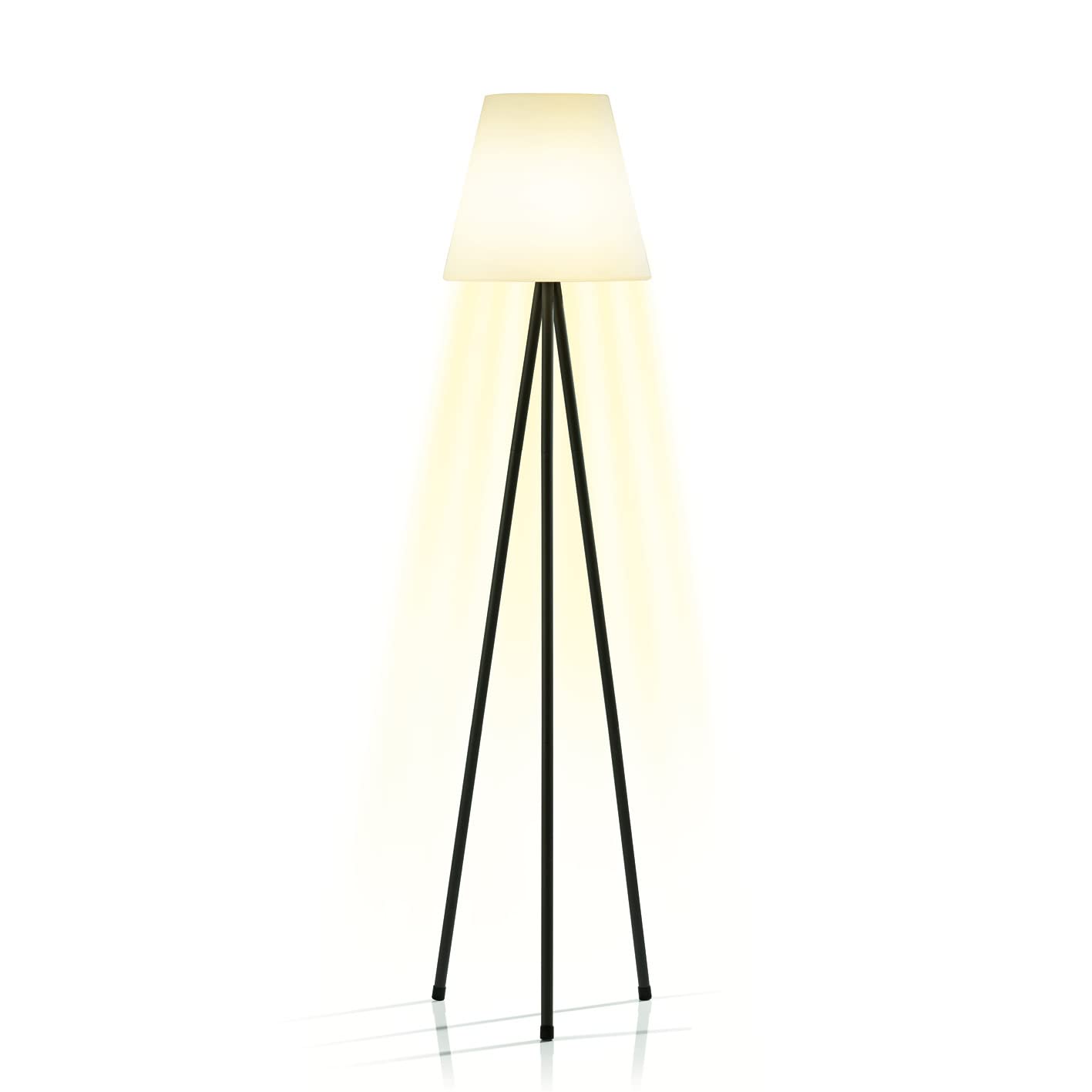 Hoberg Solar Floor Lamp | Wireless & Dimmable | Energy-Saving, Warm White LEDs | Rechargeable via Solar & USB | with Remote Control & Light Sensor | 8h Operating Time | for in- & Outdoor use [IP44]