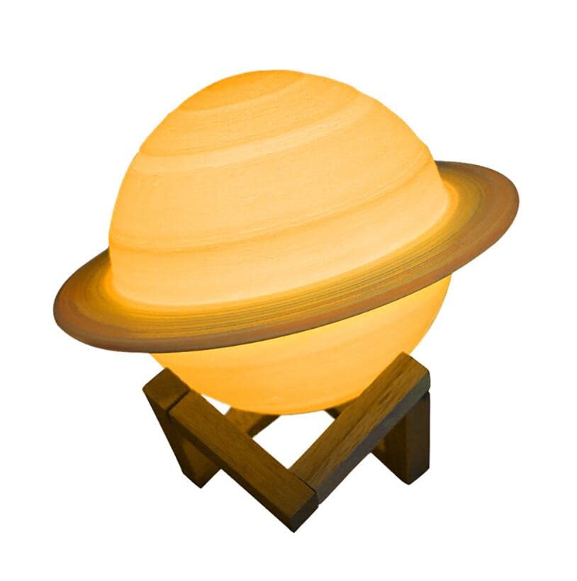 Goshyda Saturn Light Lamp with Remote Planet Lamp 16 Colors with Wood Stand for Kids Room Kids Lamps for Bedrooms Girls Lamps for Bedroom