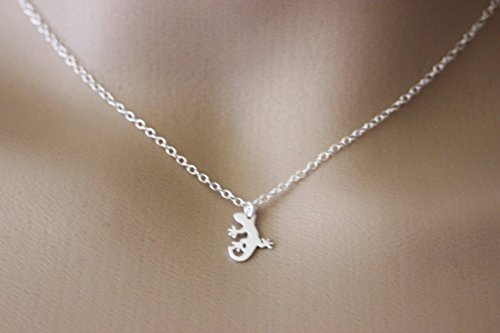 Collier argent massif pendentif lézard salamandre, chaîne pendentif totem - 2