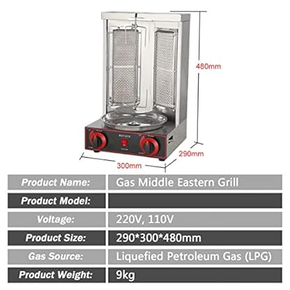 Gas Grill BBQ Tischgrill Hähnchen Gyros Döner Schaschlikgrill Schaschlikspieße Gas, Vertikalgrill aus Edelstahl, Schaschlik, Standgrill, Ideal für Zuhause, Balkon Oder Garten – Bild 3