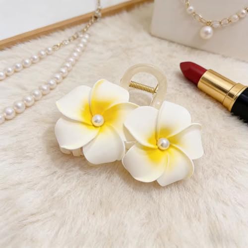 Pinza para cabello Egg Flower 2024, clip grande con diseño floral hawaiano para cabello grueso para mujer miniatura 4