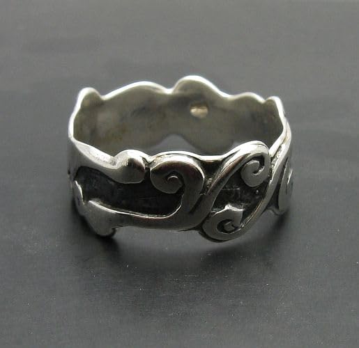 Bague argent 925 artisanale 10 mm large étoiles faite main - 4