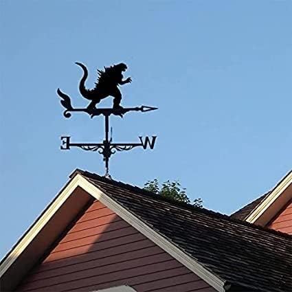 Weather Vane Dinosaur Weathervane Creative Decoration Wind Vane Durable Stainless Steel Weather Vane Outdoor Farmhouse Garden Patio Yard Roof Ornament Weathervanes