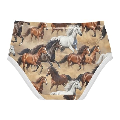 Ancient Horses Sandy Beige Little Girl Panties Toddler Girls Underwear Cotton Funny Briefs Undies Kids 2t2