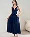 GLNEGE Women's Summer Corset Midi Milkmaid Dress Casual V Neck Flowy A Line Sundress Wedding Guest Dresses with Pockets 2026 Navy