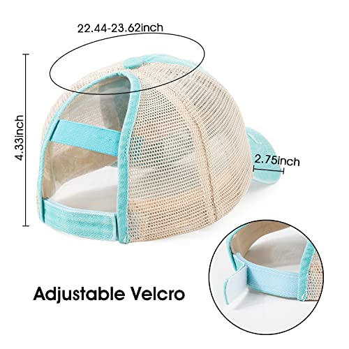 Image of HH HOFNEN Ponytail Hat for Women Washed Distressed Baseball Cap Ponycaps