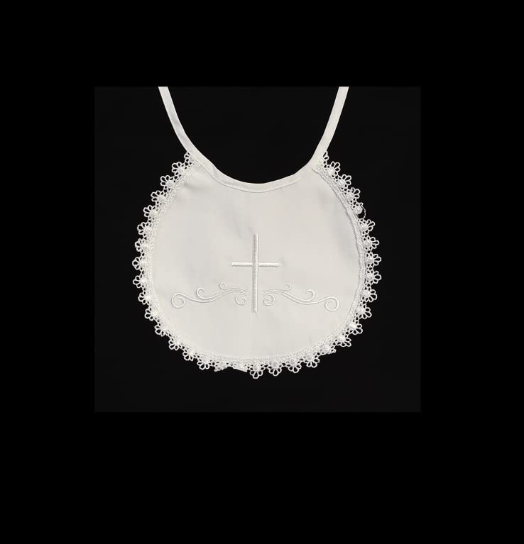 Pink Princess White Baptism Bib Boy, Christening Cotton Baby Baptism Bibs with Embroidered Cross, Baptismal Gifts3