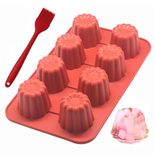 8 Cavity Round Cylinder Silicone Cake Mould, Non-Stick Cannele Mold, Round Chocolate Cover Mould, Silicone Cylinder Candy Mould, for Soap Cupcake Chocolate Cookie Cheesecake Muffin Chocolate