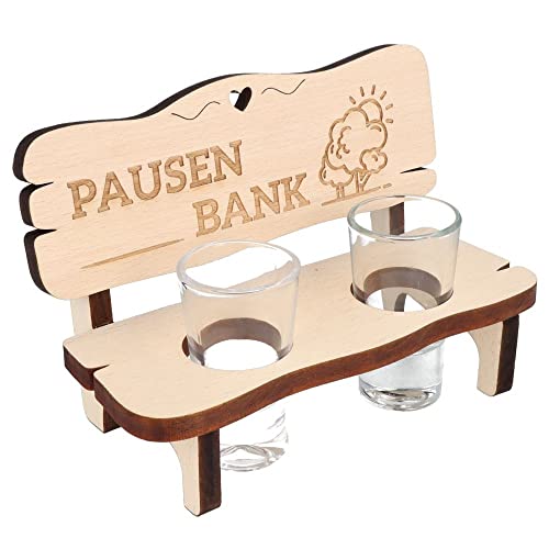 Schnapsbank Mit Gravur - Holzbank Für 2 Shotgläser Mit Personalisierung