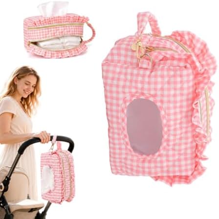 Baby Wipe Holder, Double-Layer Quilted Wipes Holder for Stroller