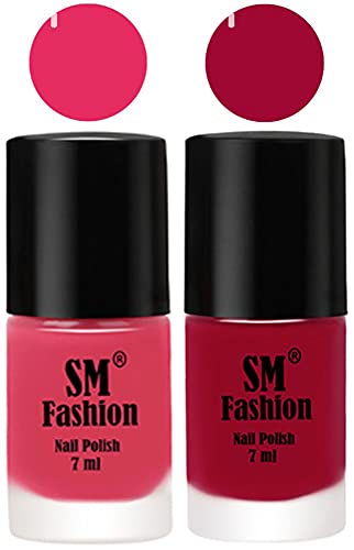 Image of Long Lasting Nail Polish | Nail Paint Combo 7 ml Each) - Set of 2 Dark Rose Pink-Pure Wine