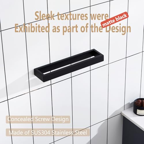 Image of KOKOSIRI Towel Bar Matte Black Hand Towel Holder 12-Inch Kitchen Rack Stainless Steel for Bathroom Hardware Wall Mounted, 1 Pack B4008BK-L12
