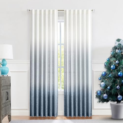Central Park Ombre Window Curtain Panel Linen Gradient Print on