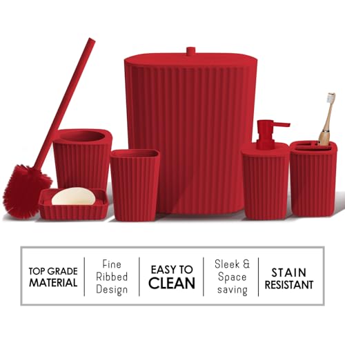 Clara Clark Bathroom Set - Christmas Bathroom Decor, Xmas Bathroom Accessories Set, 9PC Bathroom Accessory Set, Christmas Bathroom Sets with Bathroom Rugs, Toilet Brush, Trash Can & Soap Dispenser - Thumbnail 6