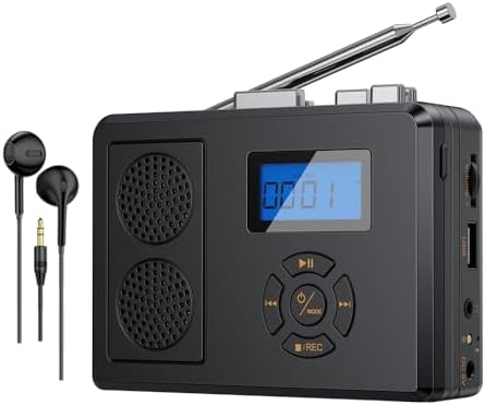 Portable Cassette Tape Player, FM Radio/USB Player/MP3 Digital Converter, Built-in Dual Stereo Speaker & Rechargeable Battery, LCD Display with Headphone Jack Portable Cassette Tape Player, FM Radio/USB Player/MP3 Digital Converter, Built-in Dual Stereo Speaker & Rechargeable Battery, LCD Display with Headphone Jack