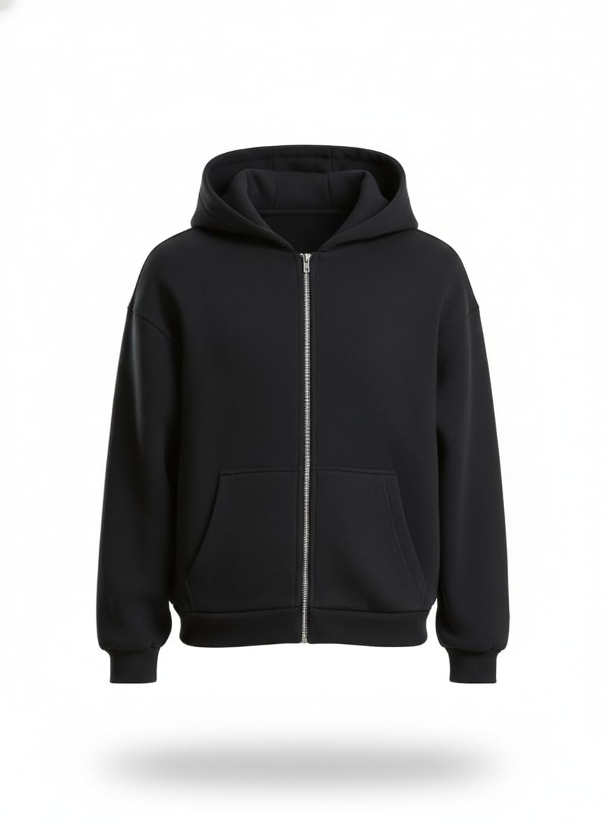 besick Plain Winter Wear Cotton Oversized Baggy Drop Shoulder Hooded Neck Zip Up Zipper for Men and Women-picture-25