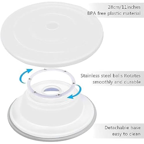 Image of 11 Inch Rotating Turntable for Cake Decorating & Frosting, Revolving Display Stand with Baking Tools and Accessories, White (Multi Color)