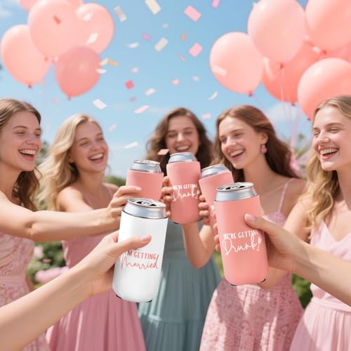 Image of 12 Pcs Bachelorette Party Can Coolers, Neoprene Insulated Can Sleeves Drink Holders for Bridal Shower Decorations, Bachelorette Party Favors for Bride Bridesmaid Gifts, Slim