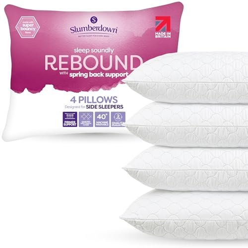Slumberdown Pillows 4 Pack Hotel Quality Firm Plump Hypoallergenic Pillows for Back & Side Sleepers Sleep Better. Feel Better