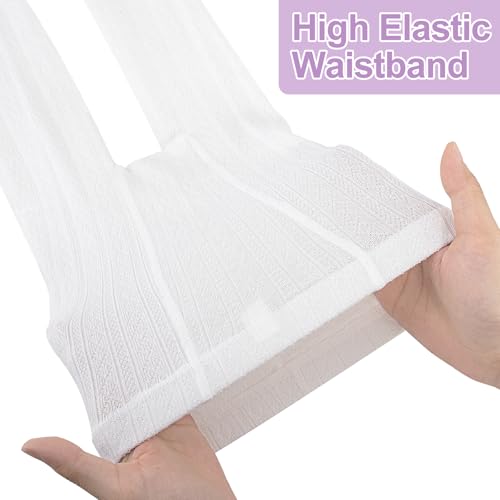 Meeshine 4 Pack Toddler Baby Girls Cable Knit Tights Cotton Winter Footed Seamless Solid Pantyhose Leggings Stocking for Kids3